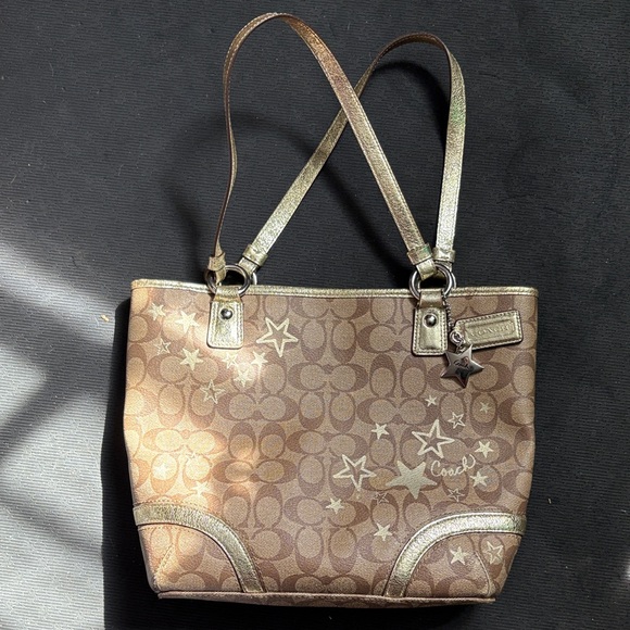 Coach Star-Patterned Brown Tote - Picture 1 of 6